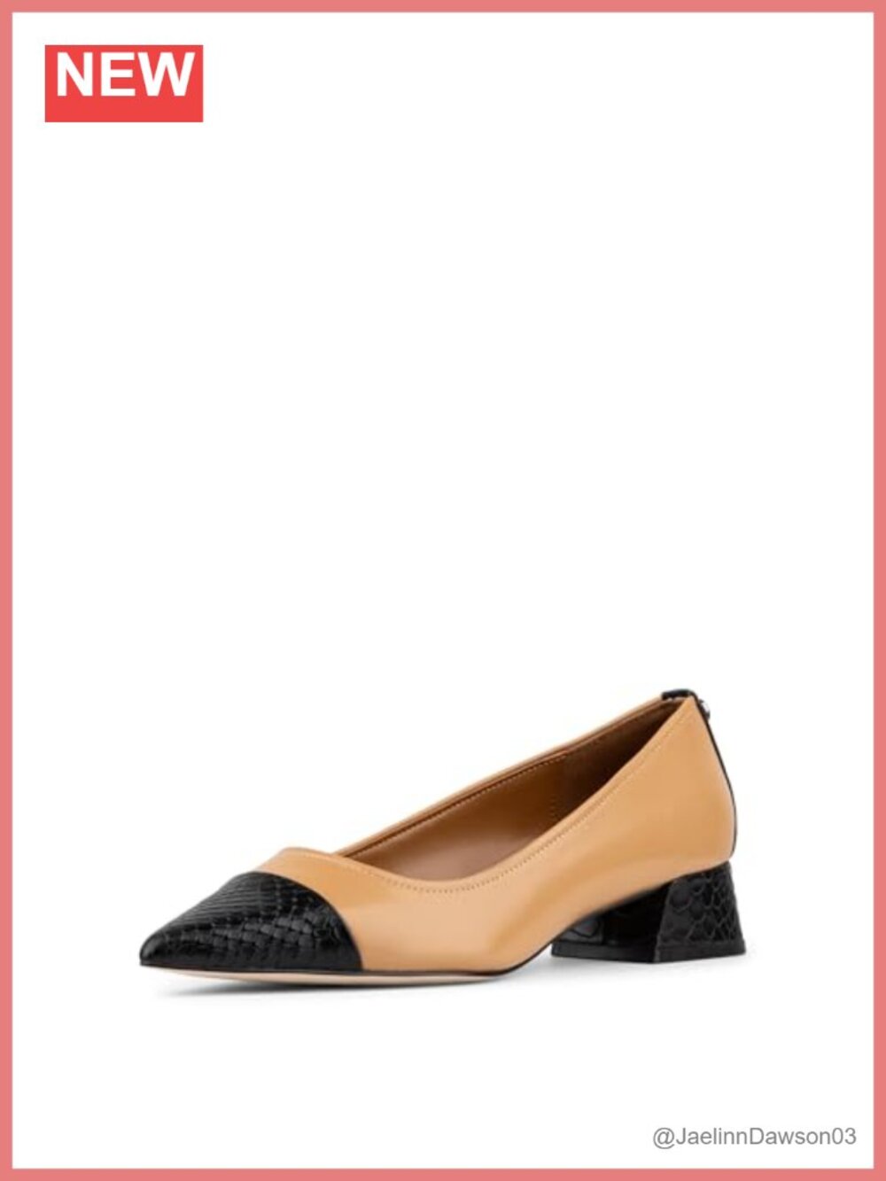 Women's Leather Cap Toe Block Heel Pumps
